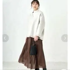 【セール✨】メルトンカット　プルオーバー　アイボリー　Vネック　大人可愛い　F