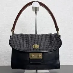 希少 ミュウミュウ レザー ツイード ショルダーバッグ アーカイブ ターンロック 希少 ミュウミュウ レザー ツイード ショルダーバッグ アーカイブ