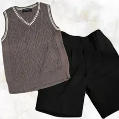COMME CA FILLE グレー ベスト 黒パンツ セット　120cm