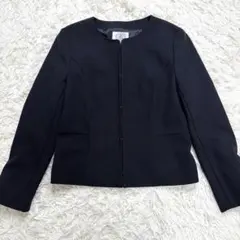 【美品】J.PRESS LADIES 洗える ノーカラージャケット 濃紺 9号のサムネイル