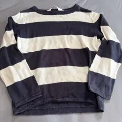 H&M 長袖薄手ニットカットソー 92cm ネイビーとホワイト
