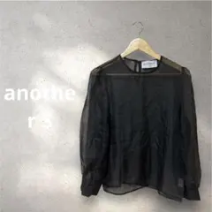 【another S】大人の透け感♪ シアー クリンクルブラウス 黒