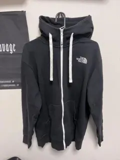 ザノースフェイス ブラック　サイズL リアビューフルジップパーカー フード刺繍