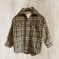 D.fesense【110】長袖シャツ ／チェックイエロー×ブルー