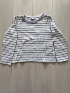any FAM 長袖カットソー 110cm 白紫ストライプ