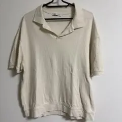 ZARA リブポロシャツ オフホワイト Lサイズのサムネイル