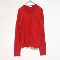 ジーユー　カーディガン　長袖　L レッド　薄手　綿　羽織り　シンプル　春　秋