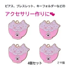 ag91 猫ご飯 チャーム 4個セット 猫　ネコ ねこ パーツ　ハンドメイド