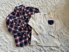 ミキハウス　チェックシャツ　Tシャツセット