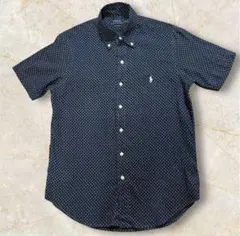 ラルフローレン ペイズリー柄 半袖シャツ ネイビー メンズ S麻リネン