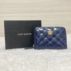 美品✨箱あり　マリークワント　エナメルキルティング　二つ折り財布　ネイビー