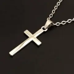 1本　クロス　ネックレス　十字架　アズキチェーン　シルバー　50cm(幅2mm)