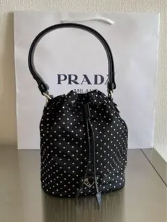 [値下げ!] [新品] Prada プラダ スタッズ ナイロンハンドバッグ