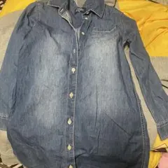デニム　長袖　シャツワンピース130 女の子　キッズ デニムシャツ