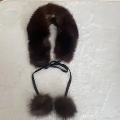 SAGA FOX ブラウンファー マフラー ポンポン付き