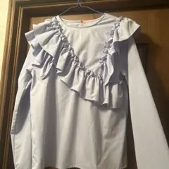 GRL フリル付きライトブルー長袖ブラウス