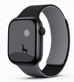 Apple Watch用 マグネット式シリコンバンド ブラック×グレーL