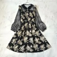 美品 axes femme POETIQUE 花柄ワンピース レース袖 フリル