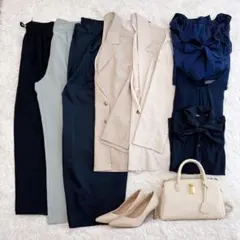 セレモニー通勤8点まとめ売りS〜M ジャケット×パンツ 着回し 美品 ママスーツ