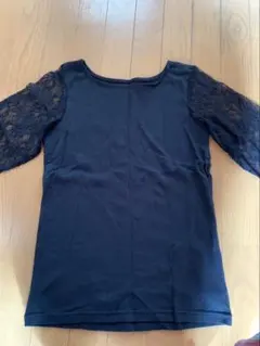 ブラック レース五分袖Tシャツ２枚組