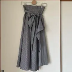 最終値下げ⚠️チェックフレアスカート　リボン付き