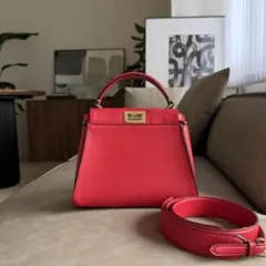 超美品 FENDI ピーカブー ミニ フリル ショルダーバッグ スカーフ付き 