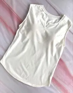 GU ブラカップ付きノースリーブ タンクトップ ノッチネック ホワイト Sサイズ