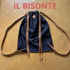 IL BISONTE イルビゾンテ キャンバス ナップサック リュック ブラックのサムネイル
