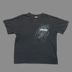 00s adidas Tシャツ L ブラック Y2K テック city 短丈