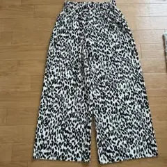 She's Closet レオパードワイドストレートロングイージープリーツパンツ
