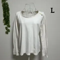 マックレガー・L アイボリー 長袖 Tシャツ カットソー ボタン飾り