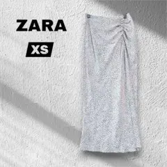 【ZARA 】スリットロングスカート/ドット柄/ゆるいストレッチ/薄手のサムネイル