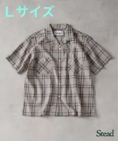 Stead/コットン ツイル オンブレ 半袖 チェック シャツ　Ｌサイズのサムネイル