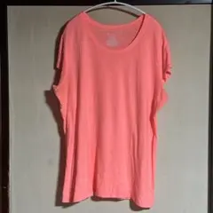 ノーバウンダリーズ Ｔシャツ 丸首 フレンチ袖 ゆったり 4L 桃 綿混 日常のサムネイル