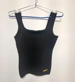 CECIL McBEE★ラメ入り スクエアネック タンクトップ ブラック　XS