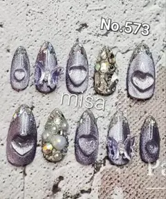 【オーダー】マグネット　ガラスフレンチ　埋めつくし ネイルチップ　カラー変更無料