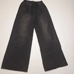 ワイドデニムパンツ☆ブラック☆S-M