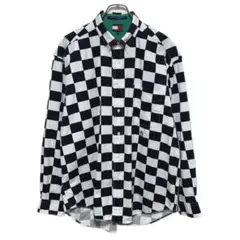 90’s トミーヒルフィガー　ボタンダウン 長袖シャツ　チェッカーフラッグ　ロゴ