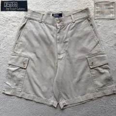 【美品】ポロバイラルフローレン カーゴショートパンツ ポロチノタグ ベージュ L