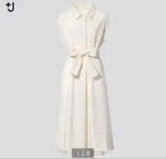 UNIQLO＋J コットンリネンフレンチスリーブロングワンピース（半袖）　S