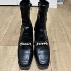 RANDA ショートブーツ　パール付　ブラック