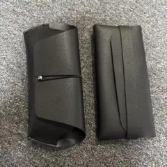 黒い合成皮革 メガネケース　セット
