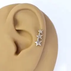 在庫処分　3連スター　バーベル　ピンクゴールド色　ボディピアス　軟骨ピアス　新品