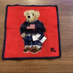 【新品】　ポロラルフローレン ポロベア シェニール織タオルハンカチ レッド