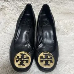 TORY BURCHトリーバーチ　パンプス　ウェッジソール　レザー　黒×ゴールドのサムネイル