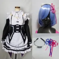 ウィッグ付き　Re:ゼロから始める異世界生活 リゼロ レム コスプレ 衣装