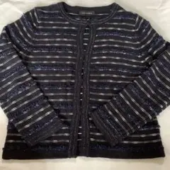 ノーカラーニットジャケット