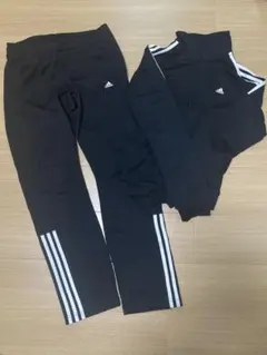 adidas ブラック ジャージ上下セット　レディースMサイズ