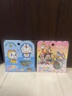 2点セット ★ ドラえもん ディズニー おはじきシールフレーク おはじきシール