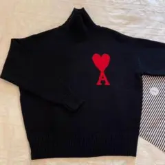 AMI PARIS ブラック ニット タートルネックセーター